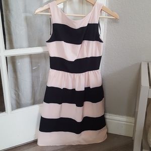 Striped Peach/black fit and flare dress
